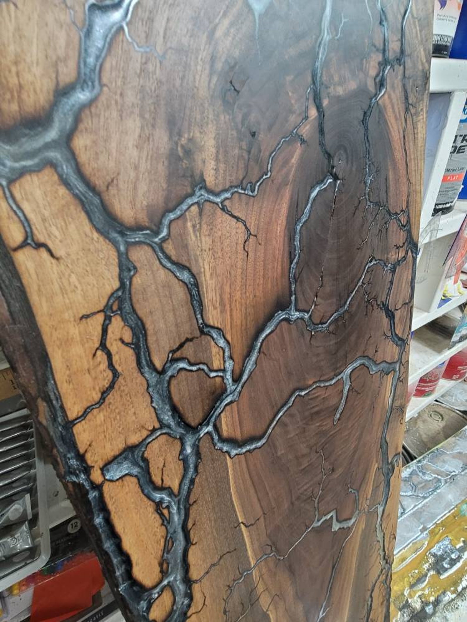 Lichtenberg Fractal Burn Live Edge Epoxy Resin Oak Maple Etsy