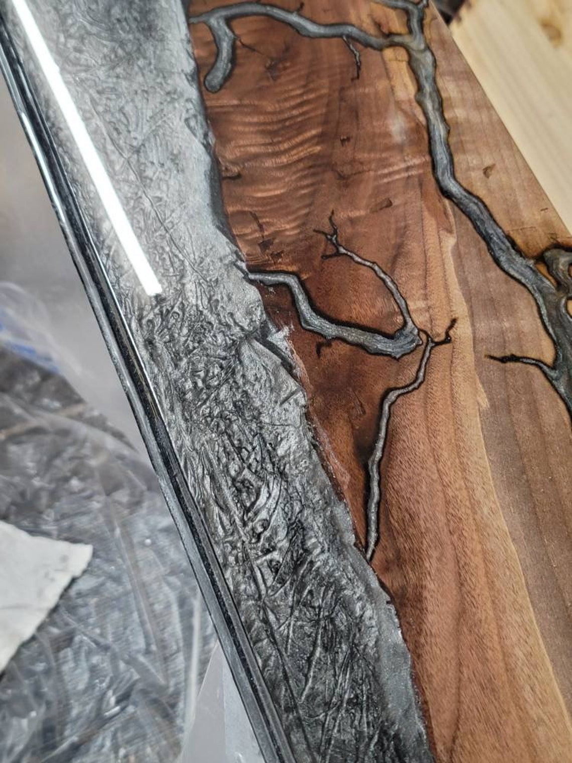 Lichtenberg Fractal Burn Live Edge Epoxy Resin Oak Maple Etsy