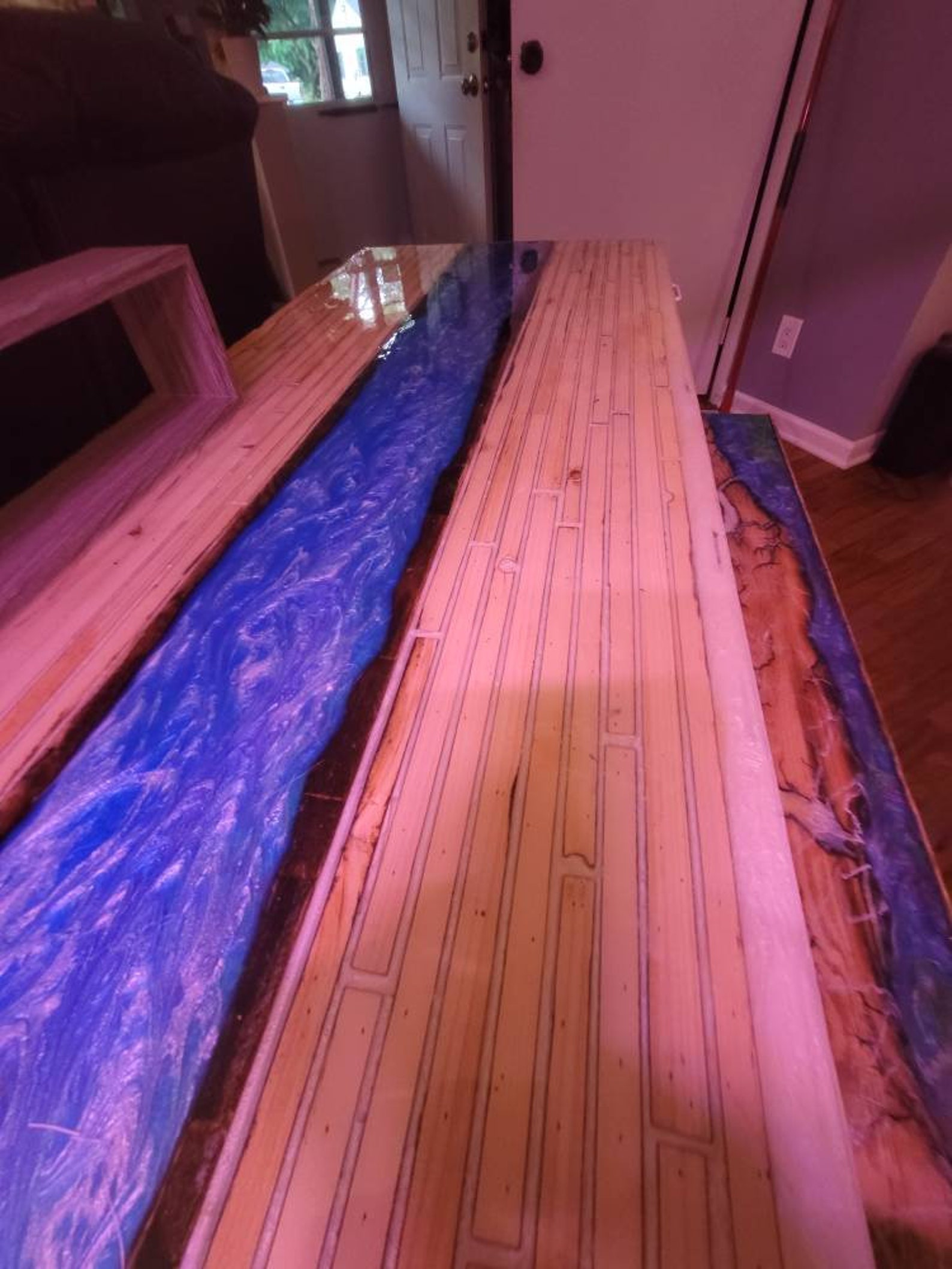 Computer office desk custom epoxy resin river with fractal Etsy