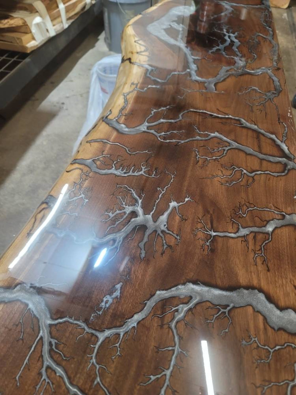 Lichtenberg Fractal Burn Live Edge Epoxy Resin Oak Maple Etsy