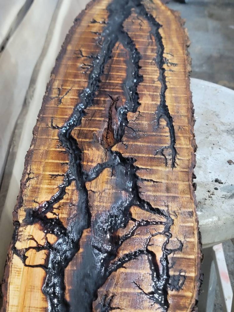 Live edge fractal burned cherry slabs. Poly or epoxy resin Etsy