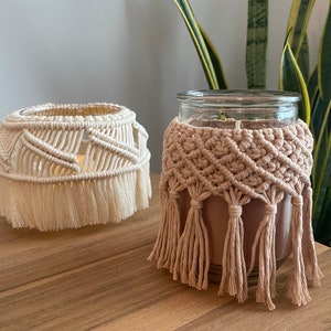 Macrame candle jar