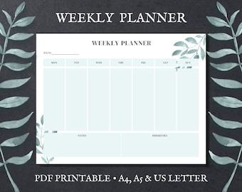 Landscape Weekly Planner, Weekly Planner, Horizontal Weekly Planner, Printable Weekly Planner, Horizontal Planner, PDF Printable