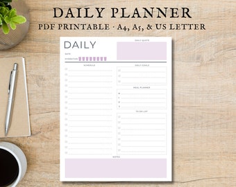 Daily Planner, Printable Planner, Daily Schedule, Daily Organizer, School Planner, Work Planner, To-Do List, Day Planner, Planner Printable