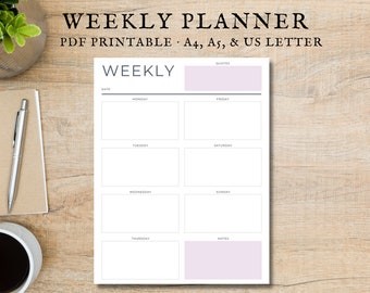 Weekly Planner, Printable Planner, Weekly Schedule, Weekly Organizer, School Planner, Work Planner, Planner, Planner Printable