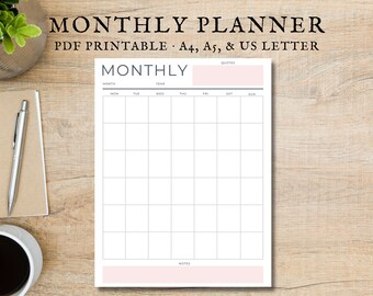 Monthly Planner, Printable Planner, Monthly Schedule, Monthly Organizer, School Planner, Work Planner, Planner, Planner Printable