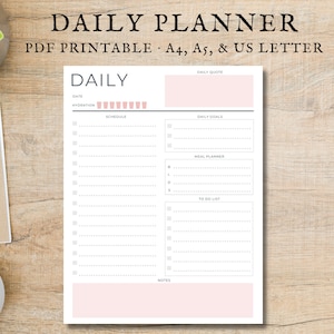 Daily Planner, Printable Planner, Daily Schedule, Daily Organizer, School Planner, Work Planner, To-Do List, Day Planner, Planner Printable