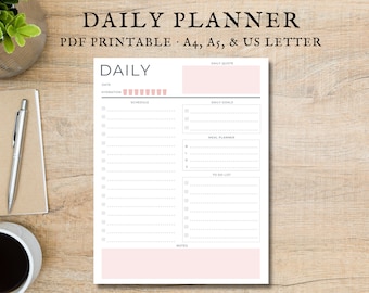 Daily Planner, Printable Planner, Daily Schedule, Daily Organizer, School Planner, Work Planner, To-Do List, Day Planner, Planner Printable