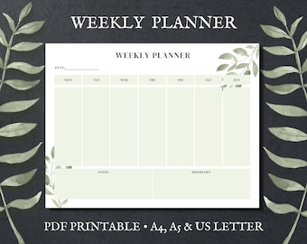 Landscape Weekly Planner, Weekly Planner, Horizontal Weekly Planner, Printable Weekly Planner, Horizontal Planner, PDF Printable