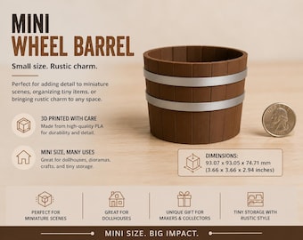 Mini Wooden Barrel |  Rustic Barrel | Mini Planter | Fairy Garden Decor | Dollhouse Accessory | Mini Storage Container | Farmhouse Decor