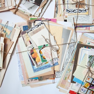 50+ Paper Pack Mystery Bundle of Book Pages and Ephemera | Vintage + Modern | Junk Journaling, Scrapbooking, Crafting Supplies