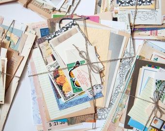 50+ Paper Pack Mystery Bundle of Book Pages and Ephemera | Vintage + Modern | Junk Journaling, Scrapbooking, Crafting Supplies