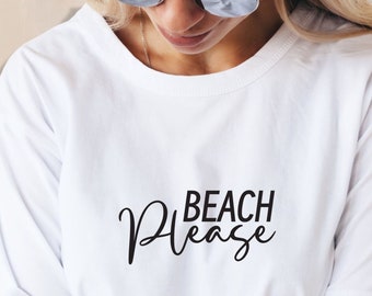 Bügelbild Beach Please | Schriftzug zum auf bügeln | Spruch Sommer Strand Meer