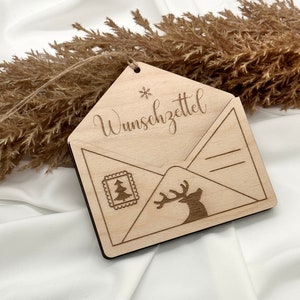 Wunschzettel an den Weihnachtsmann aus Holz, Brief an den Weihnachtsmann oder an das Christkind, Baumaufhänger, Dekoration Weihnachten,Brief