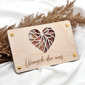 Holzkarte für Geldgeschenke Geldgeschenk Verpackung aus Holz Holzkarte für Geldscheine Wir schenken uns nichts Geschenk, Glückwunschkarte