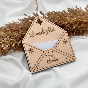 Wunschzettel an den Weihnachtsmann aus Holz, Brief an den Weihnachtsmann oder an das Christkind, Baumaufhänger, Dekoration Weihnachten,Brief