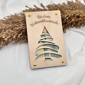 Geldgeschenk, Holzkarte, Weihnachtsgeschenk für Geld, Verpackung aus Holz Holzkarte für Geldscheine, Weihnachtsgeschenk, Geschenkkarte Geld