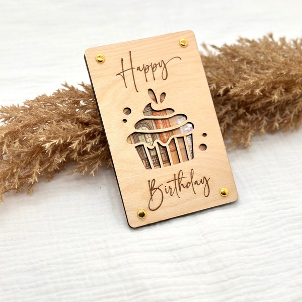 Holzkarte für Geldgeschenke, Geburtstagsgeschenk,Verpackung aus Holz Holzkarte für Geldscheine,Geldgeschenk Geburtstagskarte,Geld Verpackung