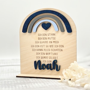 Affirmationsschild aus Holz mit einem Regenbogen, Mutmacher, Dekoration für das Kinderzimmer, Geschenk zum Geburtstag und besondere Anlässe