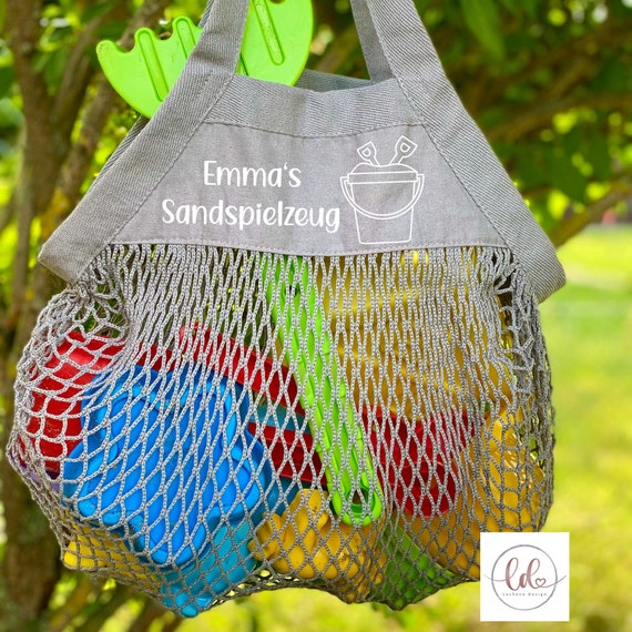 Netztasche personalisiert mit Namen fr Sandspielzeug, Tasche fr Kinder,  Spielzeugtasche, Spielzeug Aufbewahrung, Beutel, Netzbeutel - Etsy.de