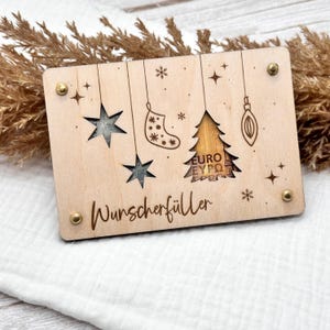 Geldgeschenk, Holzkarte, Weihnachtsgeschenk für Geld, Verpackung aus Holz Holzkarte für Geldscheine, Weihnachtsgeschenk, Geschenkkarte Geld