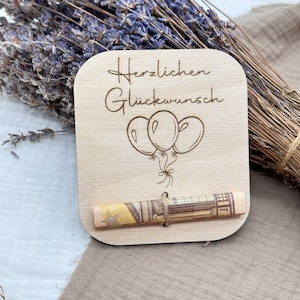 Holzkarte für Geldgeschenke, Für Dich, Geburtstagswünsche, Verpackung aus Holz Holzkarte für Geldscheine mit Juteschur, Geld schenken, Karte