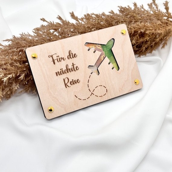 Holzkarte für Geldgeschenke Geldgeschenk Verpackung aus Holz Holzkarte für Geldscheine, Reisegutschein aus Holz, Flugzeug Reisegeschenk