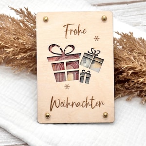 Geldgeschenk, Holzkarte, Weihnachtsgeschenk für Geld, Verpackung aus Holz Holzkarte für Geldscheine, Weihnachtsgeschenk, Geschenkkarte Geld