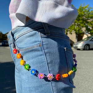 Rainbow Perler Bead Flower Chain - Etsy UK