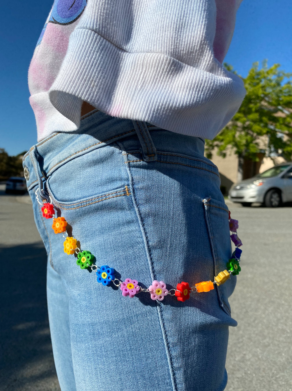 Rainbow Perler Bead Flower Chain Etsy