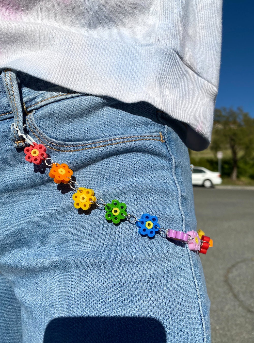Rainbow Perler Bead Flower Chain Etsy