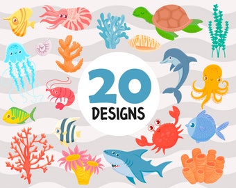 Download Cartoon Sea Animals Etsy