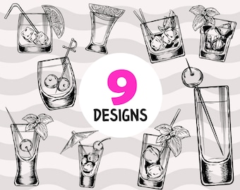 Hand drawn Cocktails svg,Cocktails svg,cocktail clipart,cocktails and drinks,cocktail bundle svg, cocktail designs svg, print file,printable