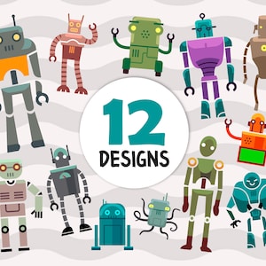 Robots svg,robots SVG Files,Instant Download,printable vector clip art,Robots clipart design pack files, Robots Prints,print file,printable