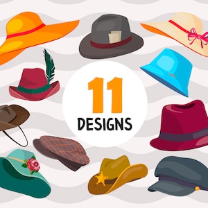 Hats svg,Hat SVG Bundle, Hat SVG, Hat Clipart, Hat Cut Files For Silhouette, Files for Cricut, Hat Vector, Fedora Hat Svg,Top Hat,print file