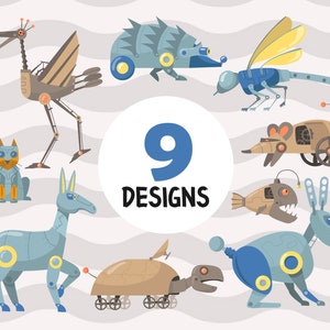 Cyber animals svg, robot animals svg, techno animals svg, Robot Clipart, Robot SVG Bundle, animals print file, printable, svg file, svg