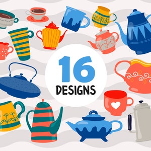 Theepotten en kopjes svg, pot svg, kopjes svg, theekopjes svg, thee svg, thee vector, thee silhouet, thee clipart, thee print, Theekopjes svg, print bestand, svg