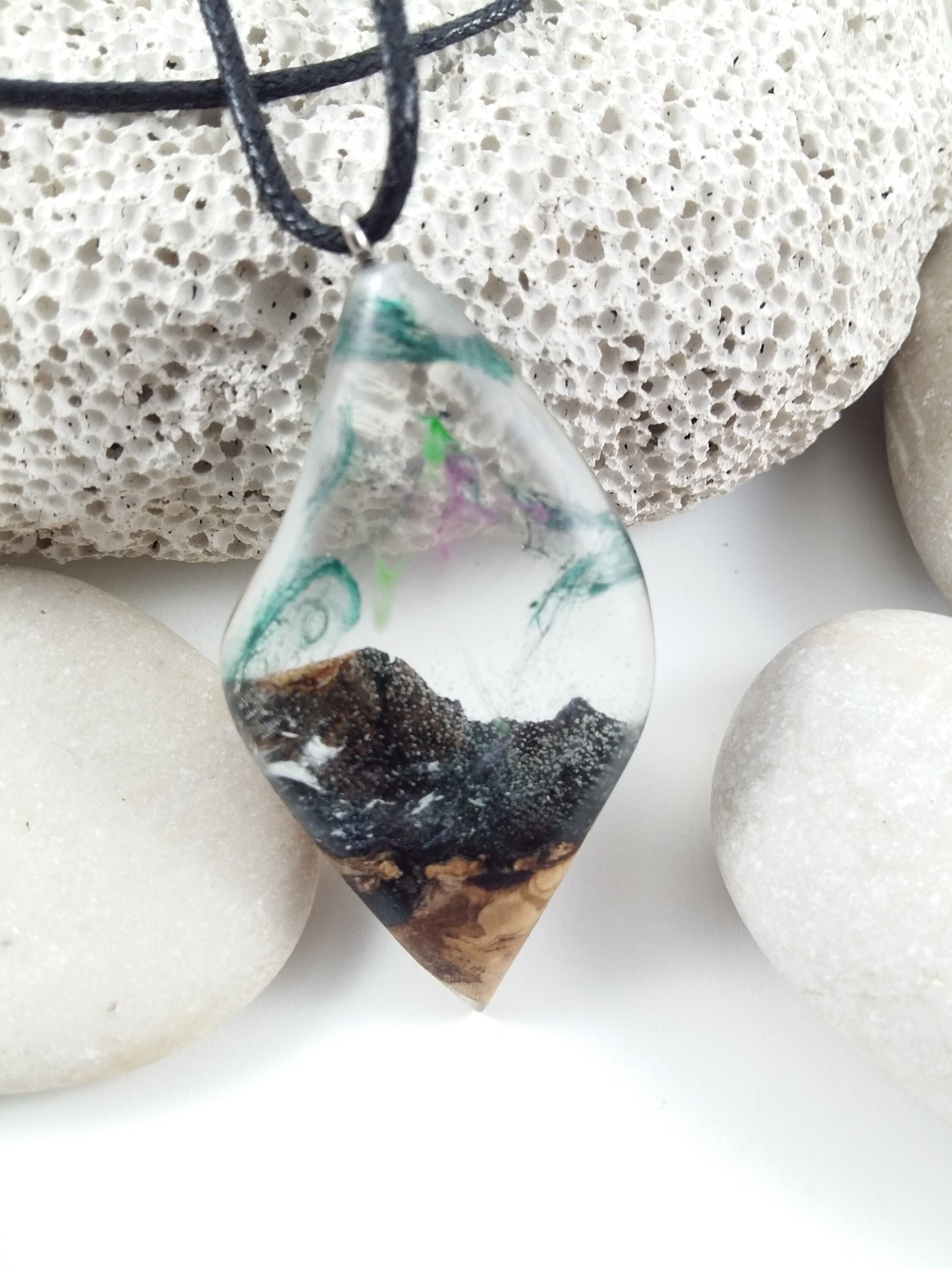 Epoxy necklace pendant epoksi kolye jewelery handmade Etsy