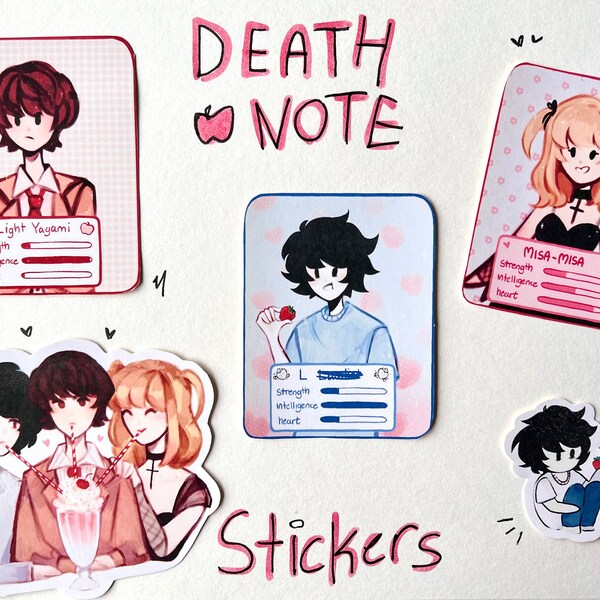 Death Note Stickers - (Misa Amane, L Lawliet, Light Yagami )