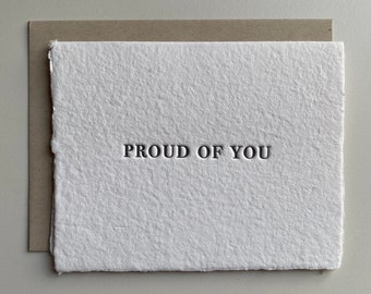 Letterpress Greeting Card | Proud Of You | Simple | Minimal | Handmade Paper