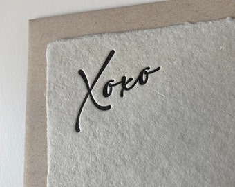 Letterpress Notecard Set | XOXO | Handmade Paper | Pack of 6 Stationery