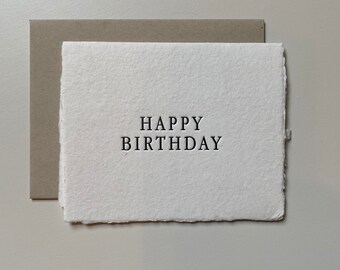 Letterpress Greeting Card | Happy Birthday | Simple | Minimal | Handmade Paper