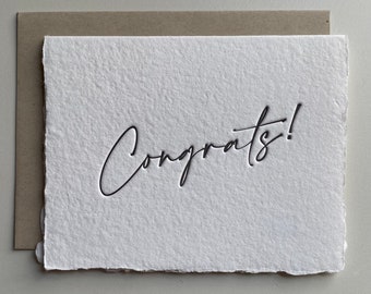Letterpress Greeting Card | Congrats | Simple | Minimal | Handmade Paper