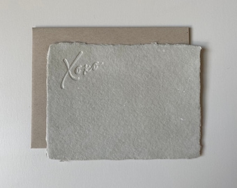 Blind Deboss Letterpress Notecard Set | XOXO | Handmade Paper | Pack of 6 Stationery