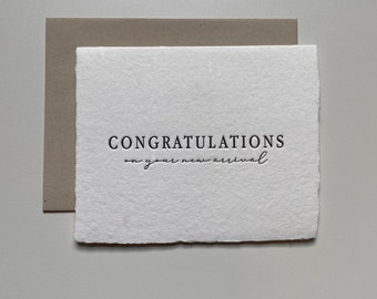 Letterpress Greeting Card | Congratulations New Baby | Simple | Minimal | Handmade Paper