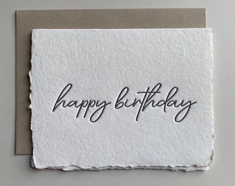 Letterpress Greeting Card | Happy Birthday | Simple | Minimal | Handmade Paper