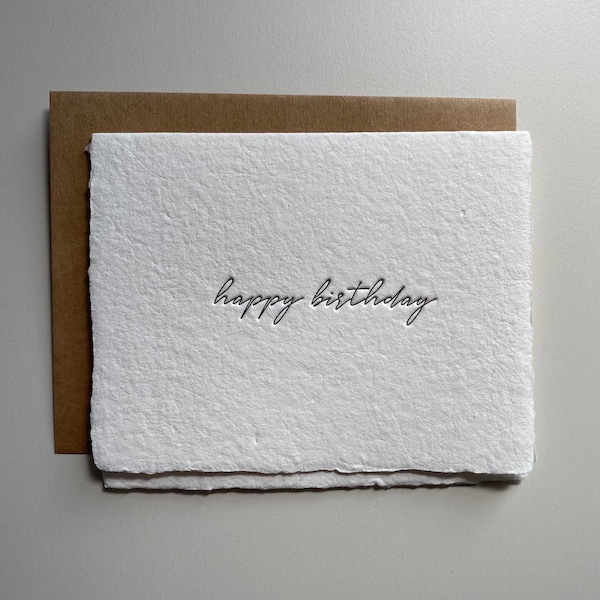 Letterpress Greeting Card | Happy Birthday | Simple | Minimal | Handmade Paper
