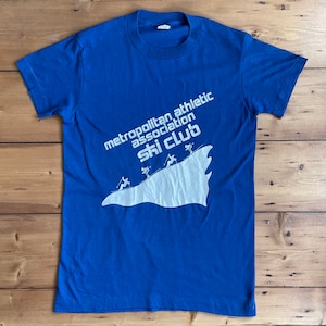 1980s Vintage Blue Metropolitan Athletic Association Ski Club Single Stitch T-Shirt Made in USA