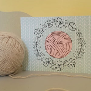 A6 Carte postale à tricoter - Yarn & Flowers