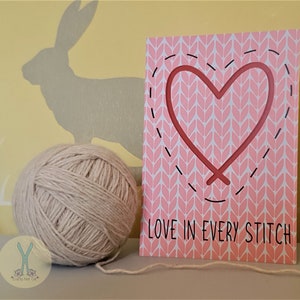 A6 stricken Postkarte - Liebe in jedem Stich